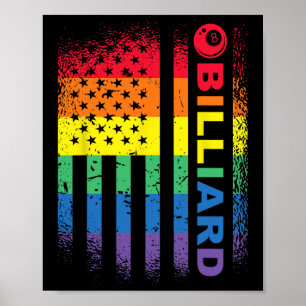 Poster Billiard 8ball Piscina Billiard American Flag - Bi