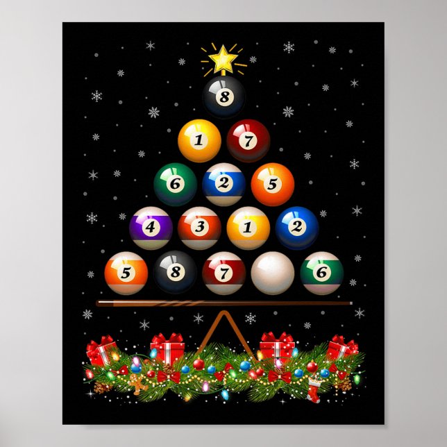 Poster Billiard Ball Christmas Tree Lights Ol Billiards X (Frente)