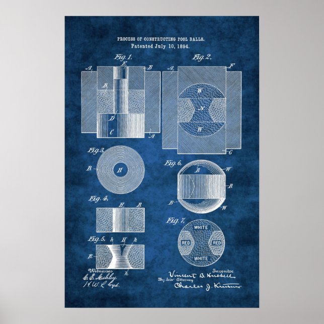 Poster Billiard Ball Patent Art Nº 11 Piscina Room Wall D (Frente)