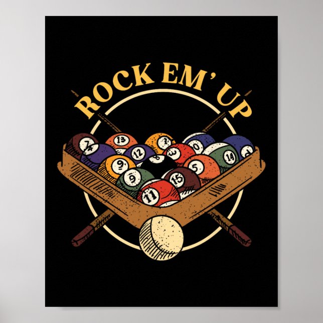 Poster Billiard Ball Rack Stick Cue Billiard Player Snoo (Frente)