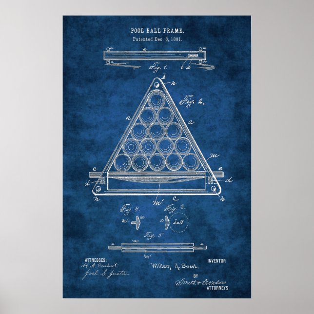 Poster Billiard Balls Patentear Art nº 3 da sala de Pisci (Frente)