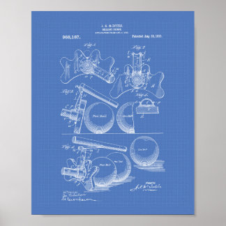 Pôster Billiard Bridge 1910 Patent Art - Blueprint