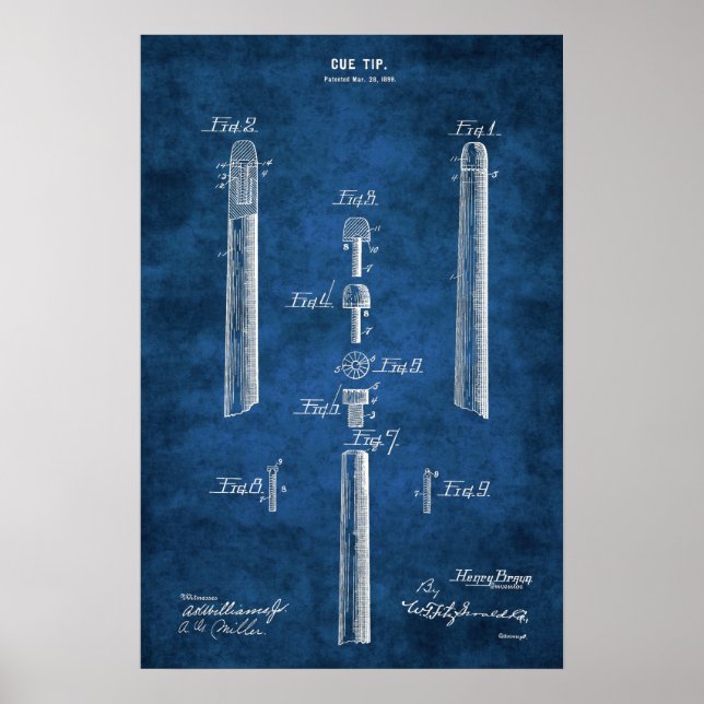 Poster Billiard Cue Patentear Art nº 6 Piscina (Frente)