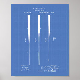 Pôster Billiard Cues 1879 Patent Art - Blueprint