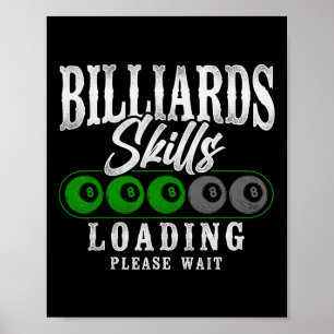 Poster Billiard de Vintage de Bola 8 do Jogador de Piscin
