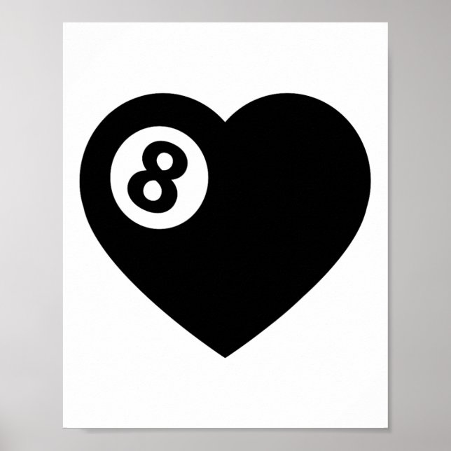 Poster Billiard Heart Piscina Player Poll Bal (Frente)