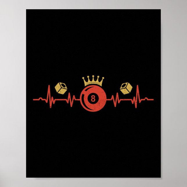 Poster Billiard Heartbeat 8 Ball Piscina Player Billiard  (Frente)