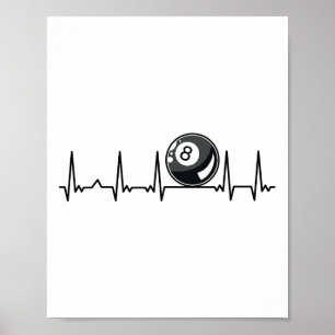 Poster Billiard Heartbeat Piscina Chalk Billiard Pla