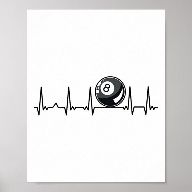 Poster Billiard Heartbeat Piscina Chalk Billiard Pla (Frente)