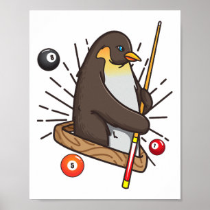 Poster Billiard Penguin Hustler Piscina Camisa Snooke Das