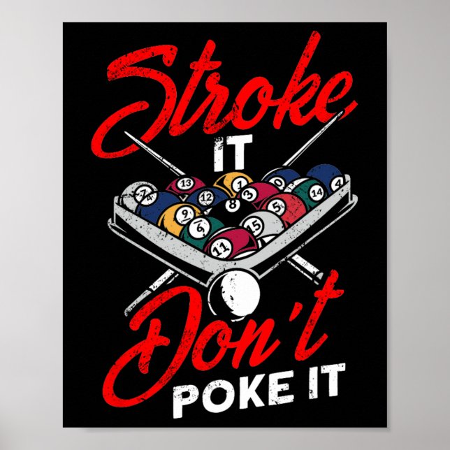 Poster Billiard Piscina Snooker Player Engraçado Não (Frente)