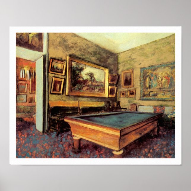 Pôster Billiard Room em Meni-Hubert por Degas (Frente)