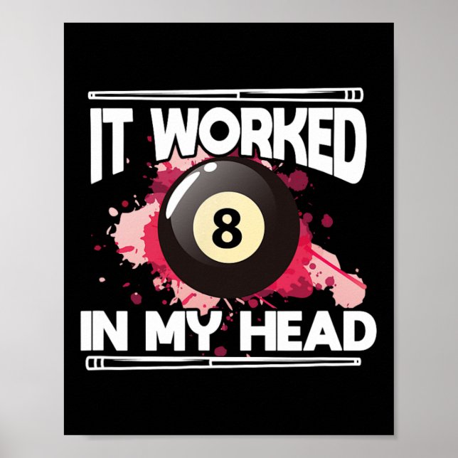Poster Billiards 8 Ball Piscina Player Funcionou 8 Na Min (Frente)