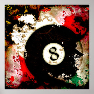 PÔSTER BILLIARDS BALL NÚMERO 8