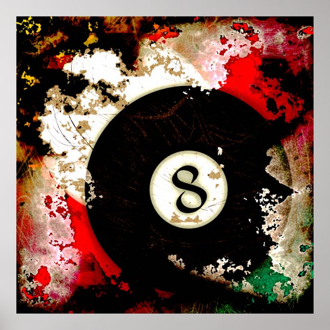 PÔSTER BILLIARDS BALL NÚMERO 8 (Frente)