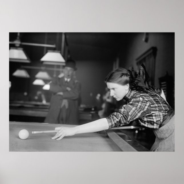 Pôster Billiards Champ Martha Clearwater, 1910 (Frente)