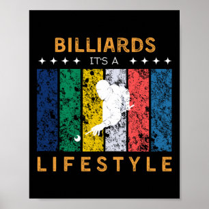 Poster Billiards É Um Jogador De Piscina Engraçado No Est