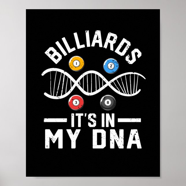 Poster Billiards Está na minha Piscina Engraçada de DNA (Frente)
