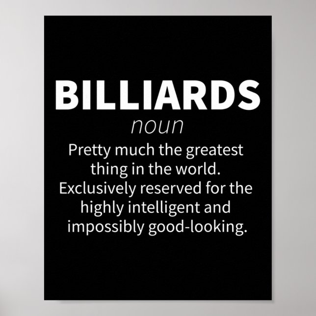 Poster Billiards Funny Definition Piscina Snooker Player  (Frente)