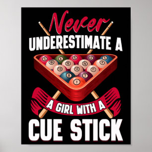 Poster Billiards Girl Player Mesa Snooker Pirâmide Billia