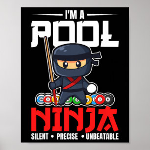 Poster Billiards Piscina Ninja 8 Ball Homens Engraçados M