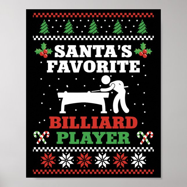 Poster Billiards Piscina Player Ball Natal Feio Christma (Frente)