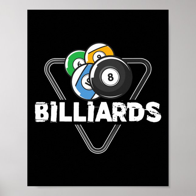 Poster Billiards Rack Billiard Player Snooker 8 Ball Cue (Frente)