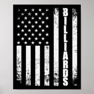 Poster Billiards Snooker American Flag Usa Games Esporte 
