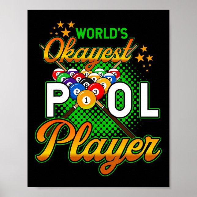 Poster Billiards Worlds Okayest Piscina Player 1 (Frente)