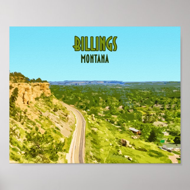 Poster Billings Montana Rim Rocks Vintage (Frente)