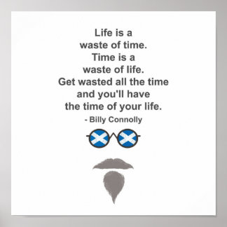 Poster Billy Connolly óculos e citação