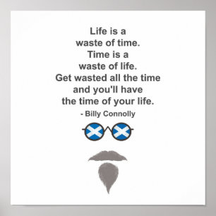 Poster Billy Connolly óculos e citação