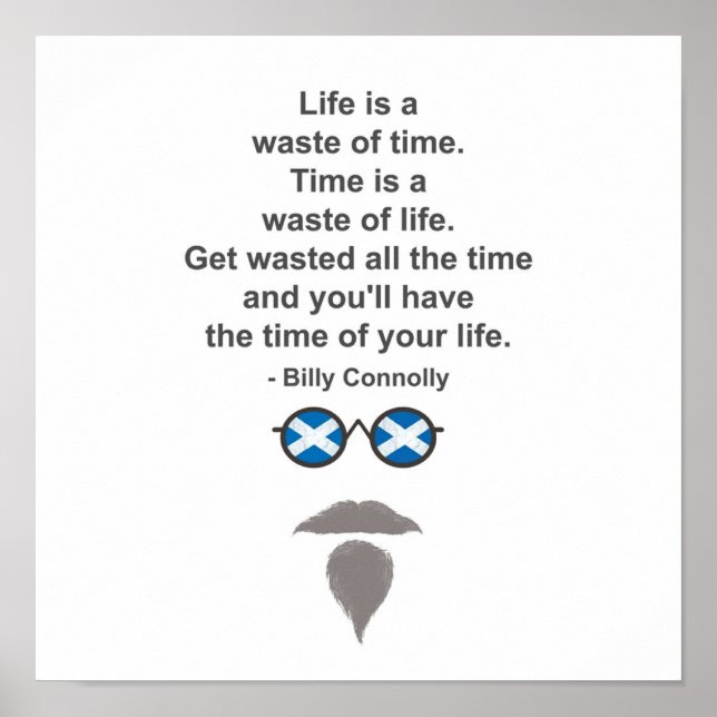 Poster Billy Connolly óculos e citação (Frente)