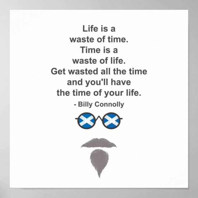 Poster Billy Connolly óculos e citação (Frente)