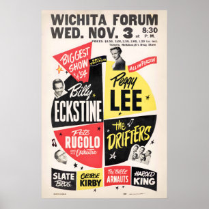 Poster Billy Eckstine - Peggy Lee - The Drifters jazz