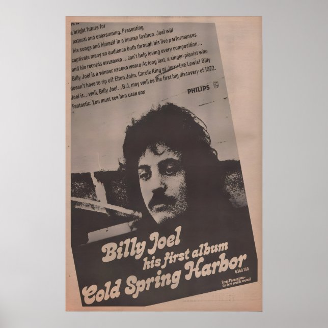 Poster BILLY JOEL - 1972 Cartaz original NME - Cold (Frente)