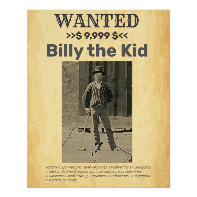 Pôster Billy the Kid 🤠 WANARD Poster (Frente)