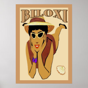 Pôster Biloxi, senhora na praia