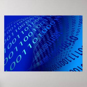 Pôster Binário azul bonito