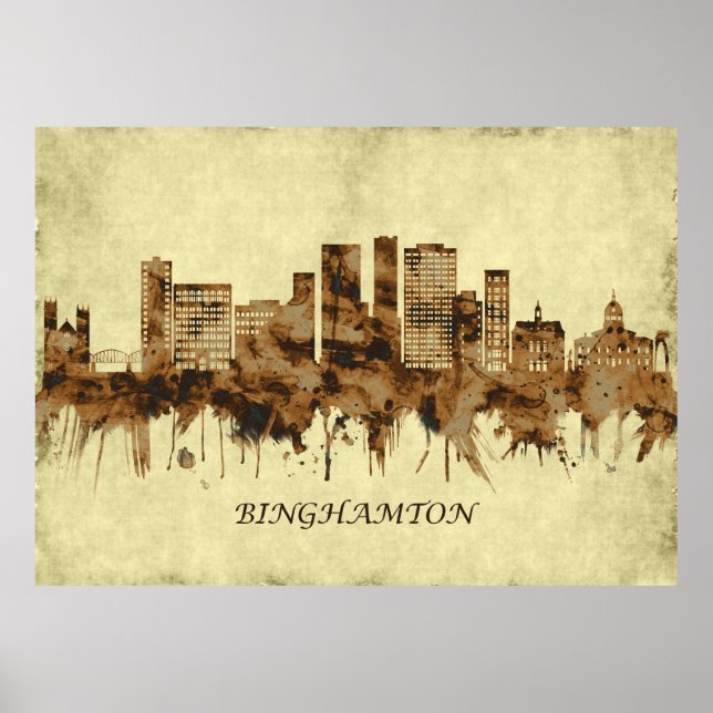 Poster Binghamton New York Cityscape (Frente)