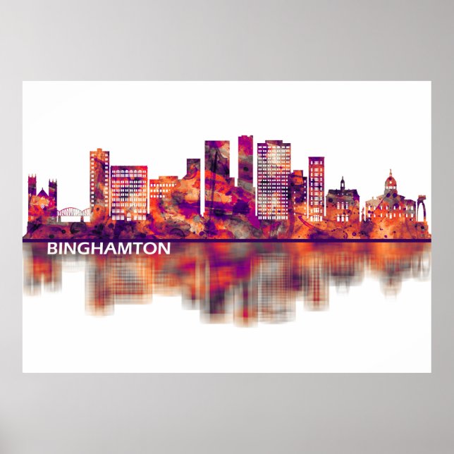 Poster Binghamton New York Skyline (Frente)