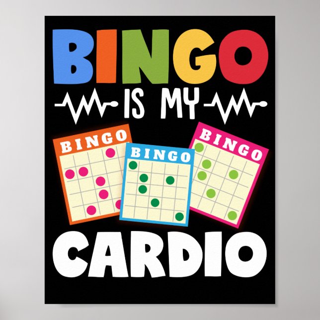 Poster Bingo É Meu Cardio Engraçado Jogo Sortudo (Frente)