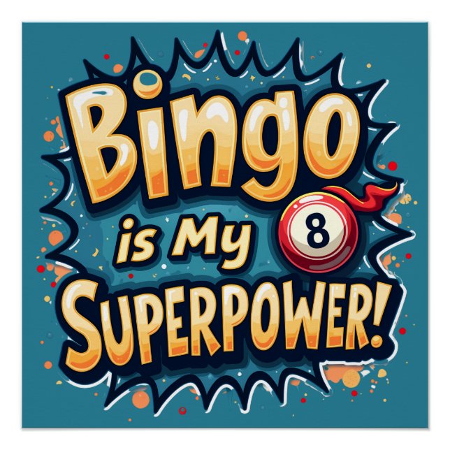Pôster Bingo É O Meu Superpoder Retro Bingo Love (Frente)