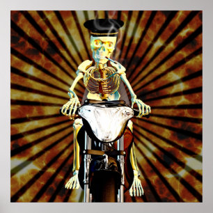 Poster Biqueiro esqueleto fumando cigarro