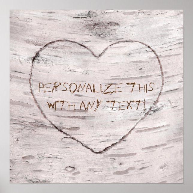 Pôster Birch Tree & Carved Heart Rustic Wedding Banner (Frente)