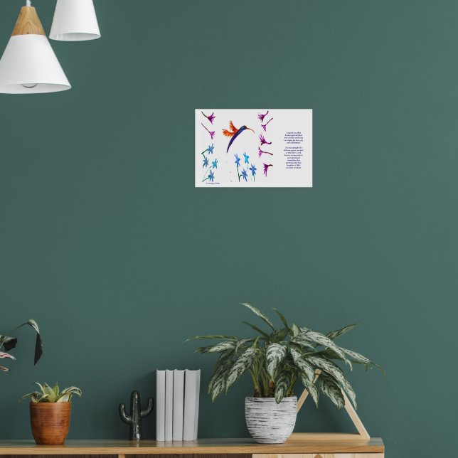 Poster Bird Art Floral Hummingbird (Sala de Estar 1)