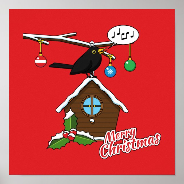 Poster Bird House Merry Christmas (Frente)