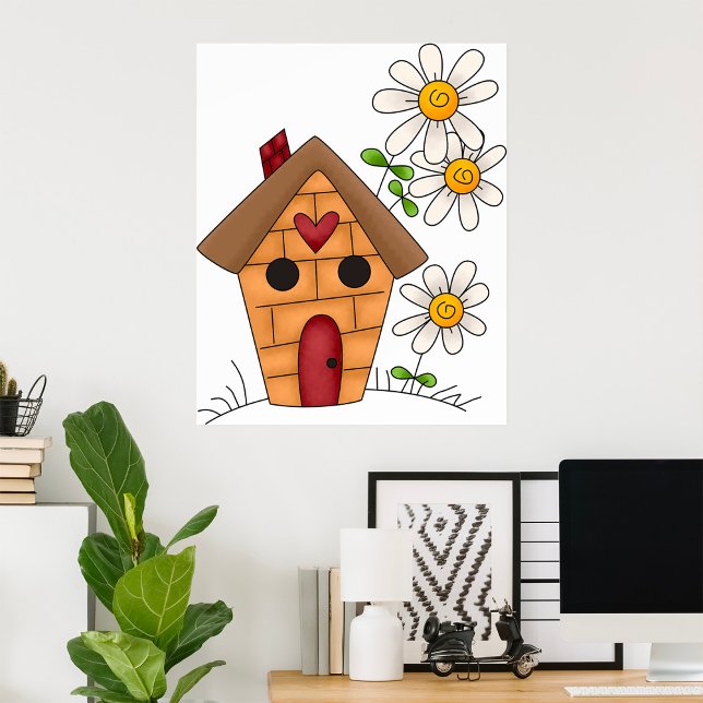 Poster Birdhouse E Flores (Criador carregado)