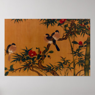 Poster Birds, Bamboo, & Camellias Japanese Art 1644-1911