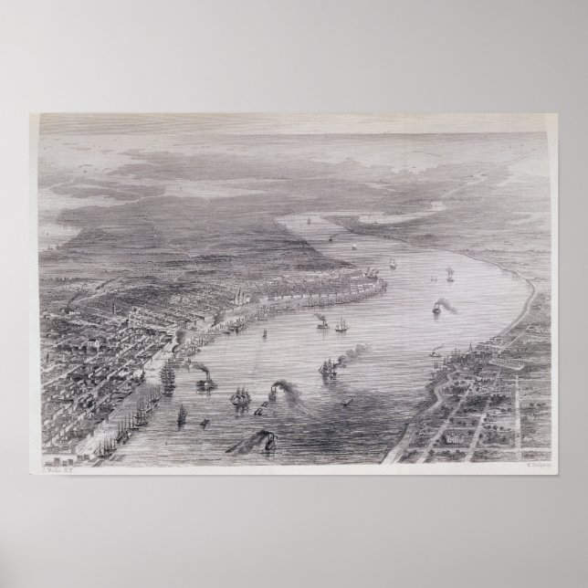Pôster Bird's-Eye View of New Orleans (Frente)